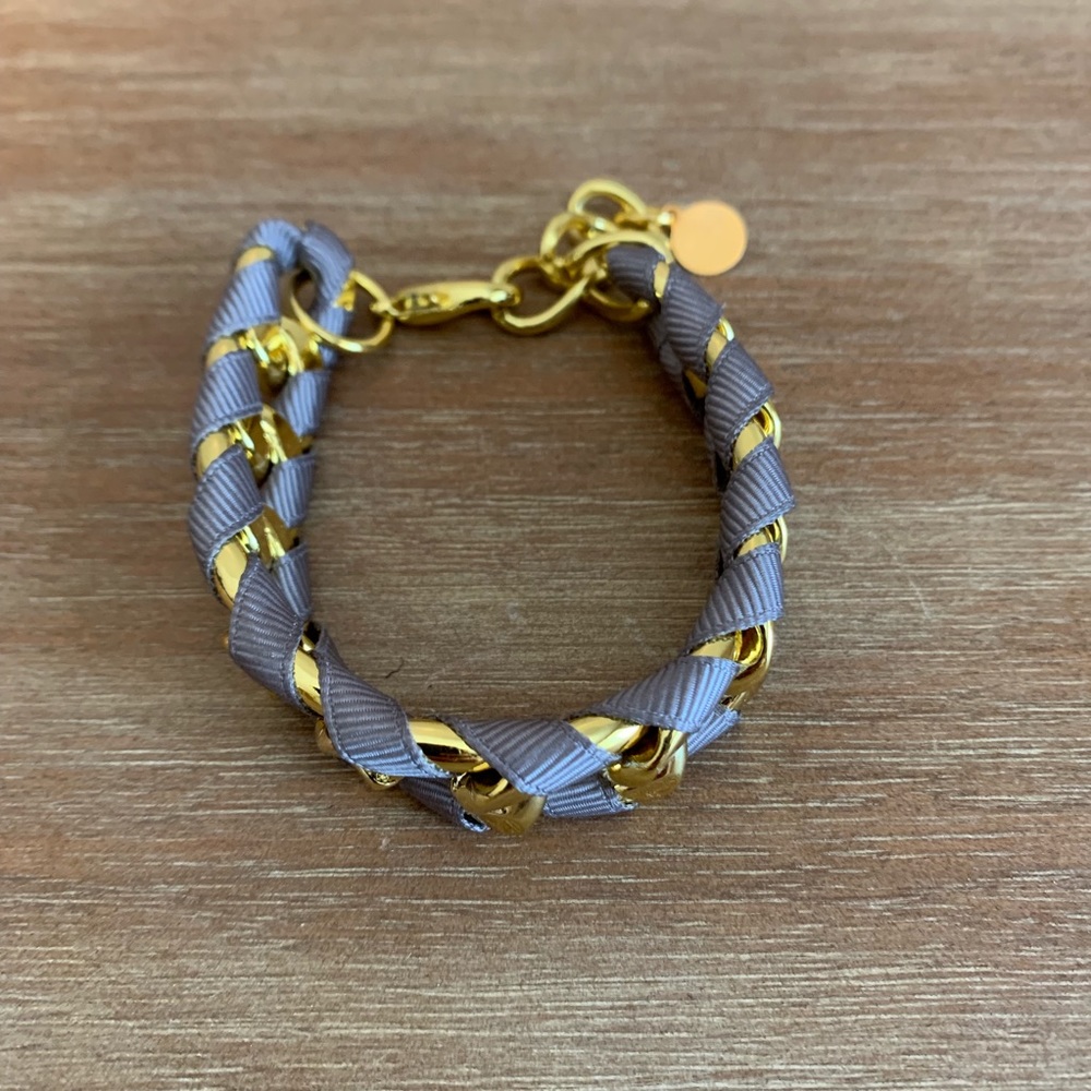 3/$15 gold and gray ribbon woven bracelet